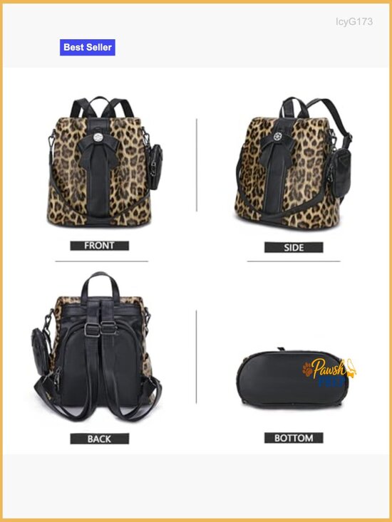 Vegan Leather Anti-Theft Backpack Purse with Detachable Pouch